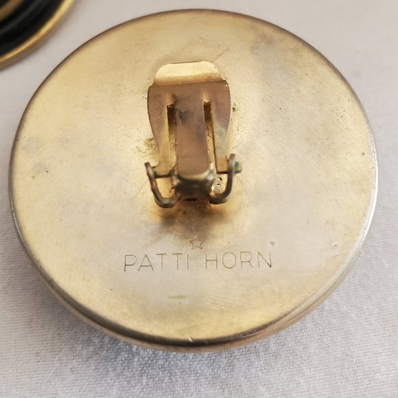 Vintage Patti Horn Clip On Earrings - Picture 2 of 2